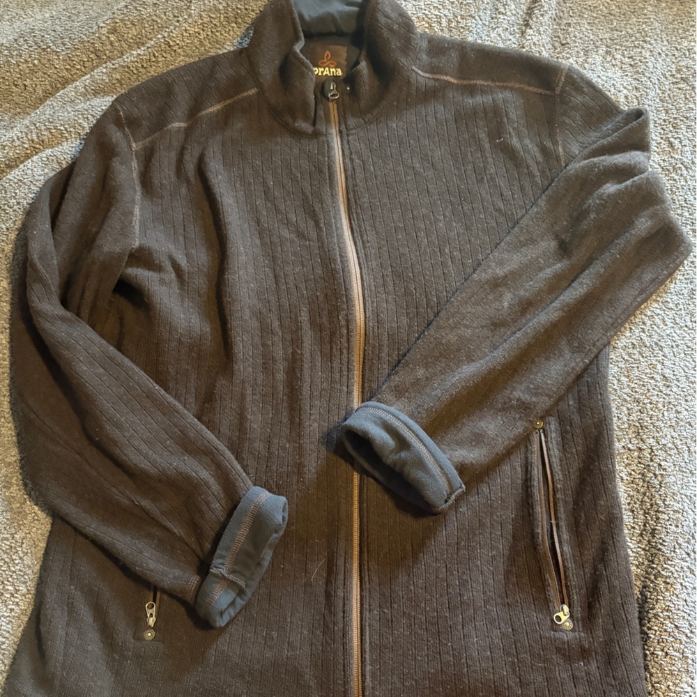 Prana L brown  Ribbed Jacket